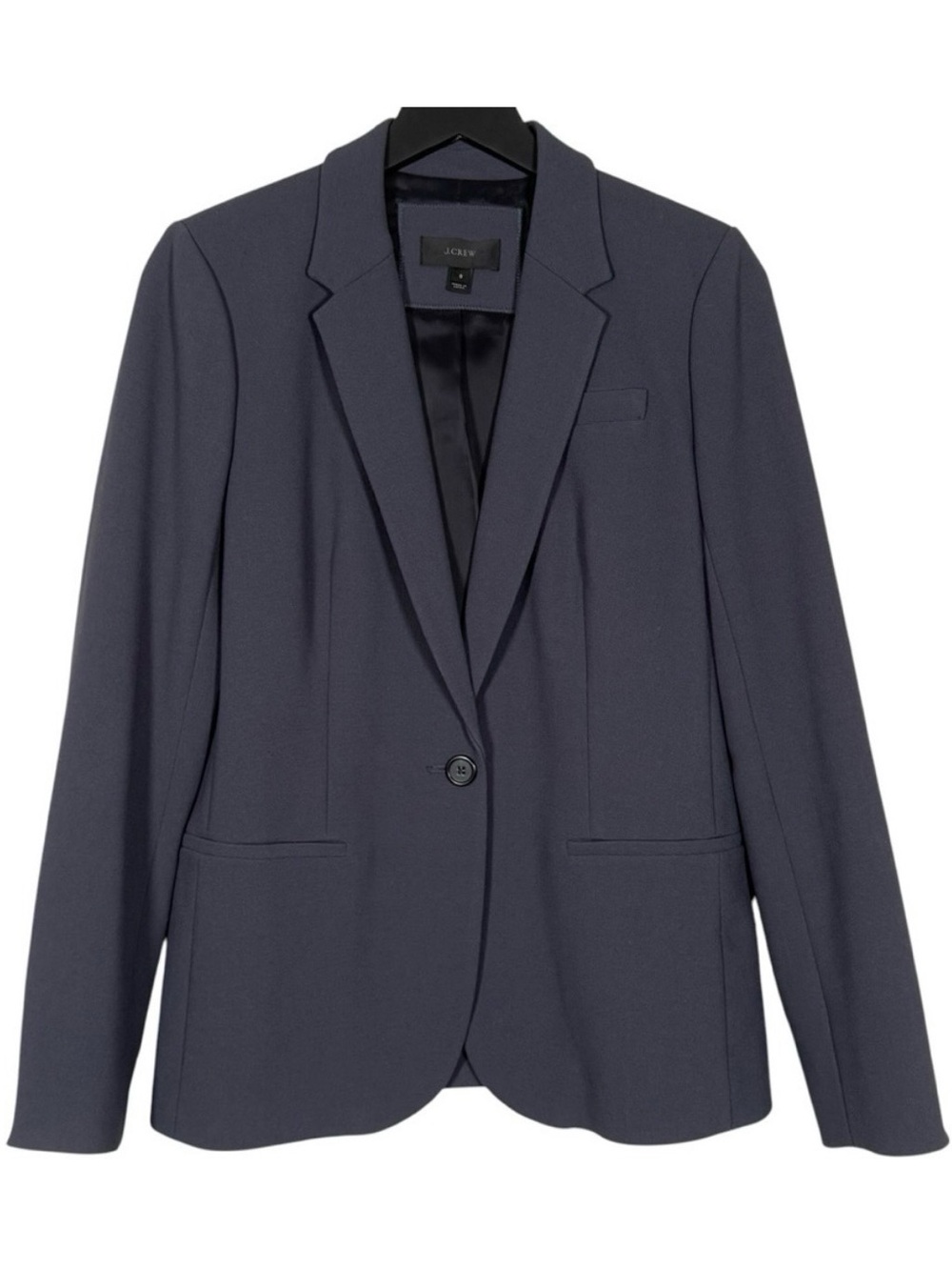 J. Crew Size 8 Sleek Single Button Bonded Crepe Blazer In Charcoal
